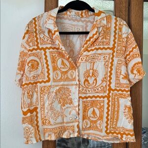 NWOT Artelier Nicole Miller Anthropology Vintage stamp print blouse size large